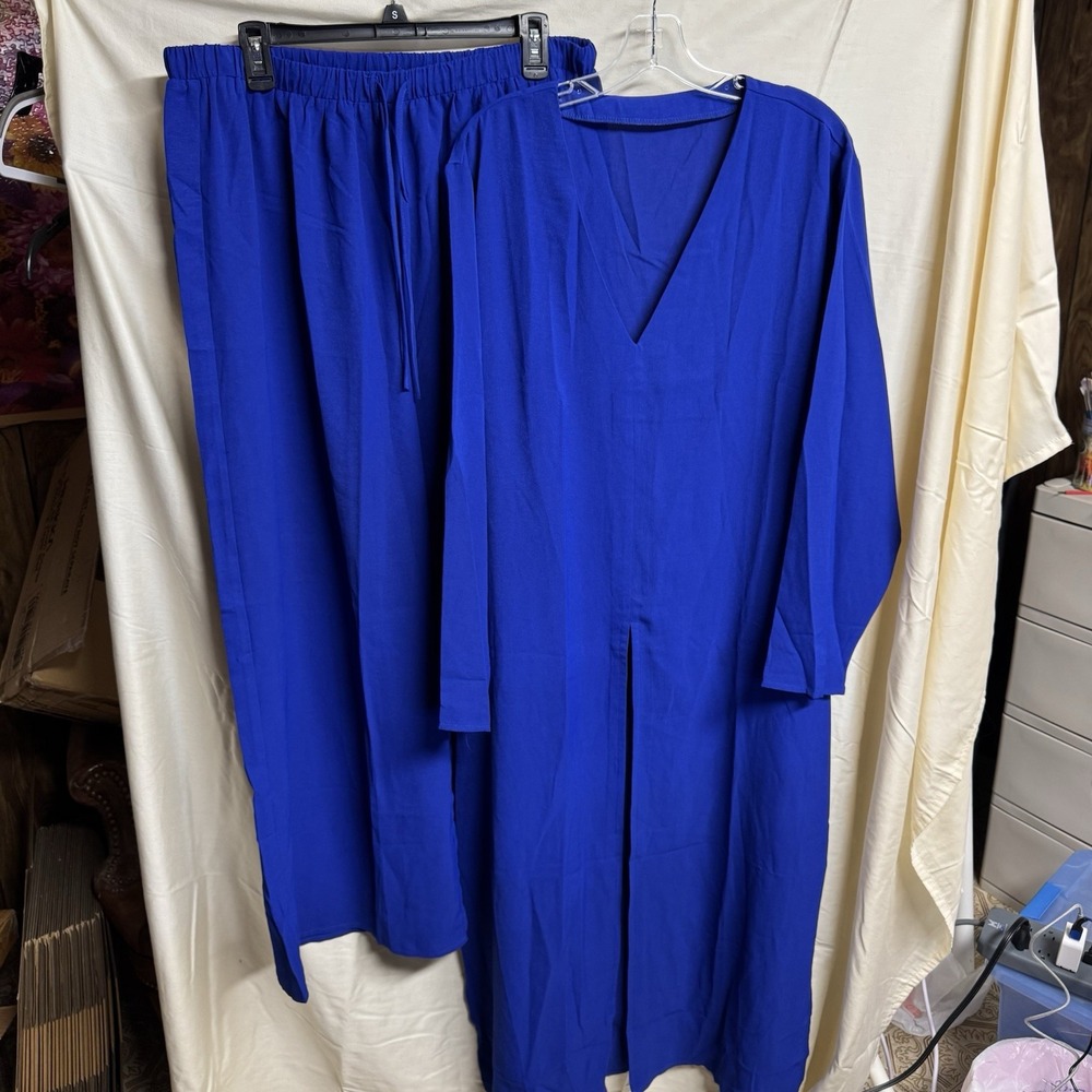 Women's 2 PC Flowy Wide Leg Pant With Long Tunic Top 4XL